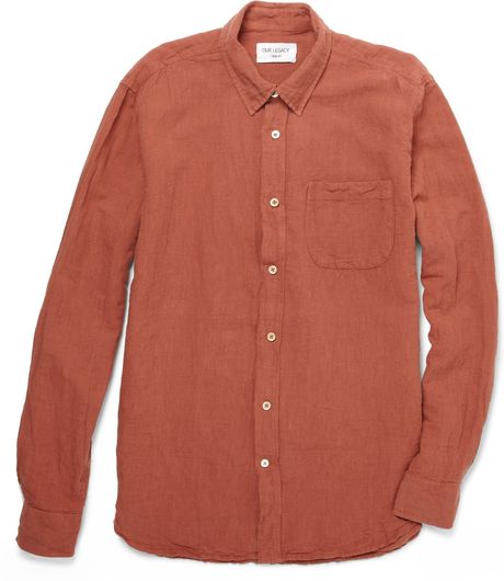 Our Legacy Generation Linen and Cotton-blend Shirt in Orange for Men ...