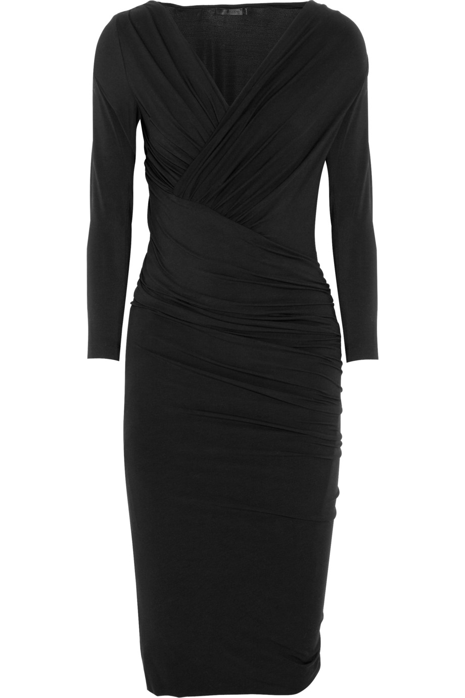 Lyst - Donna Karan Ruched Stretch-jersey Dress in Black
