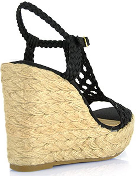 Steve Madden Manngo Black Crochet Canvas Espadrille Wedge Sandal In Black Lyst