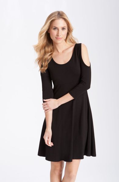Karen Kane Cold Shoulder Dress in Black | Lyst