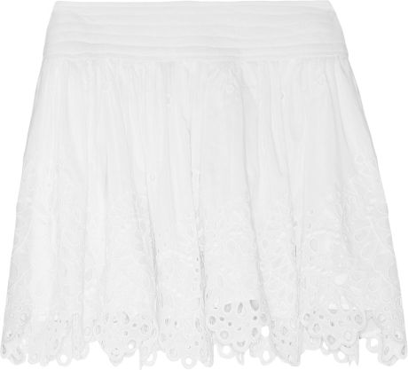 Isabel Marant Delph Broderie Anglaise Cotton-blend Mini Skirt in White ...