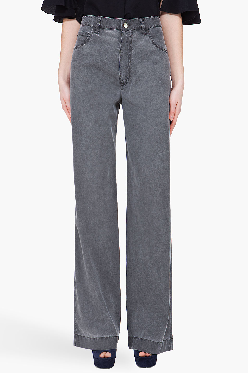 Chloé Grey Wide Leg Jeans in Gray | Lyst