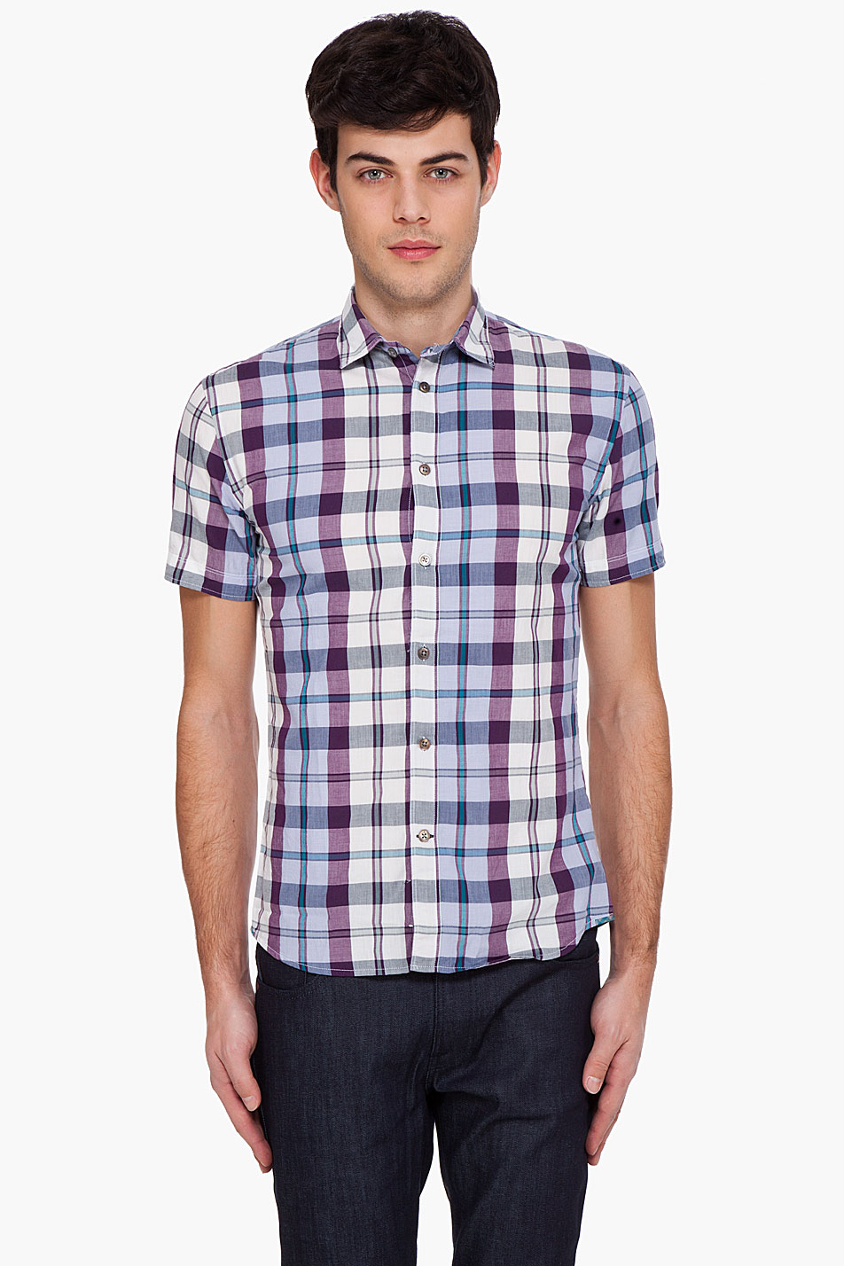 Lyst - Paul Smith Tailored Fit Plaid Shirt in Purple for Men