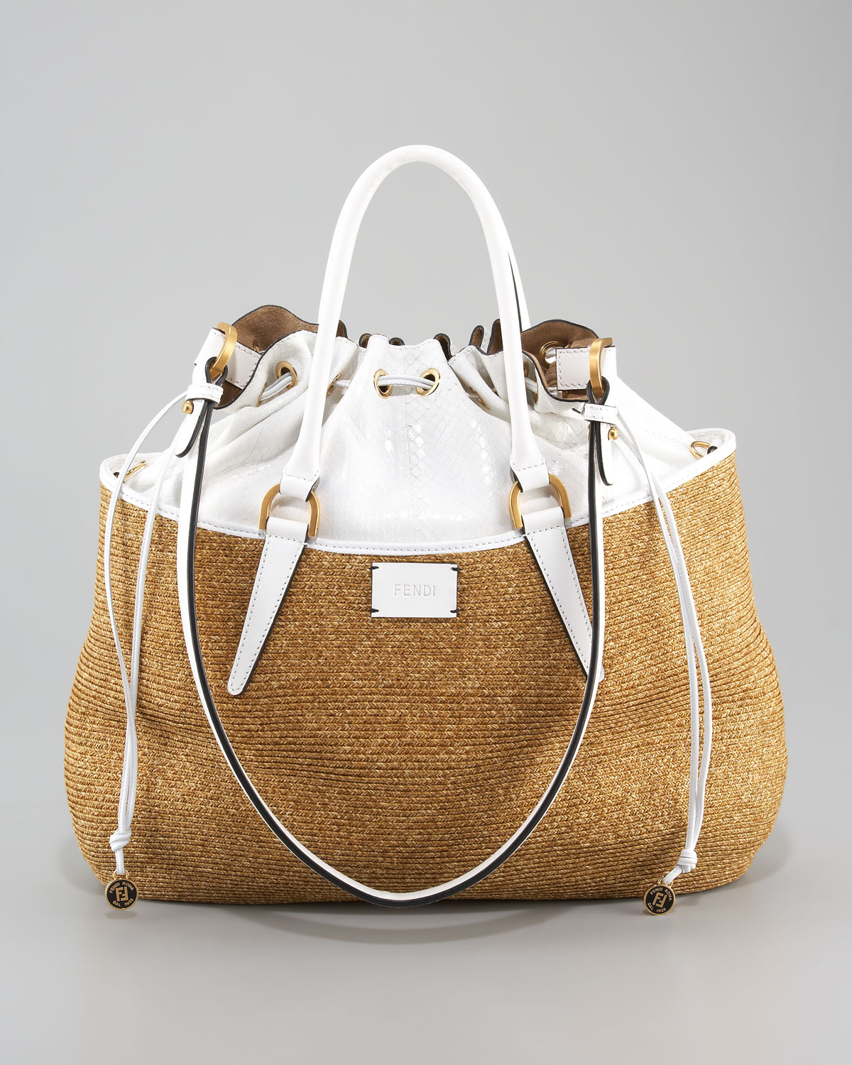 Fendi Drawstringtop Raffia Bag in Metallic Lyst