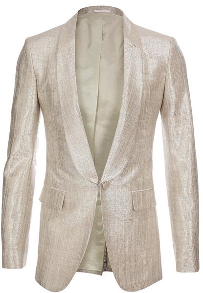 Alexander Mcqueen Woven Silk-lame Blazer in Silver for Men - Lyst