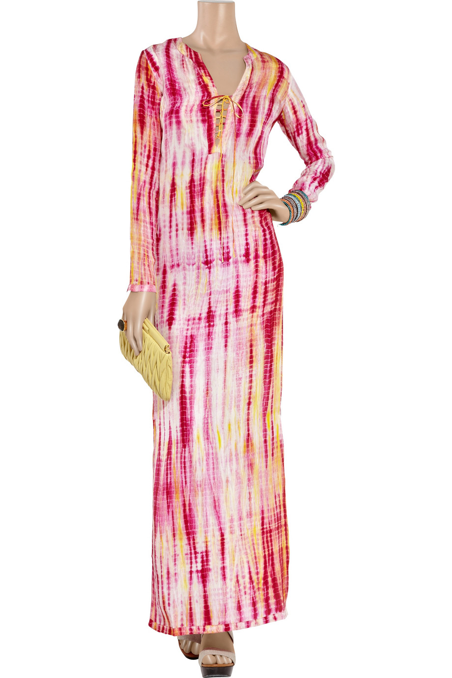 Antik batik Tie-dye Silk Maxi Kaftan in Pink (fuchsia) | Lyst