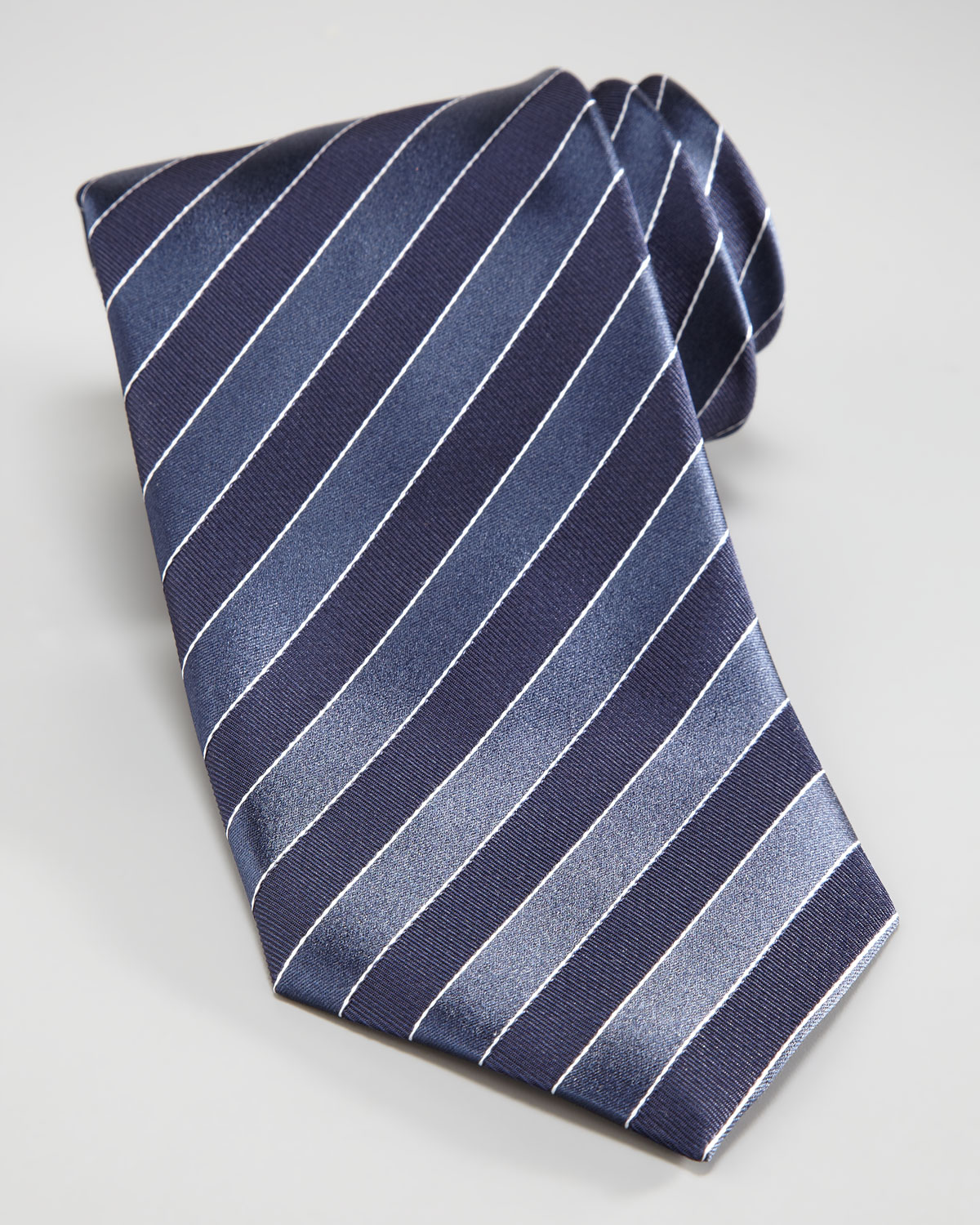 Lyst Armani Striped Silk Tie, Navy in Blue for Men
