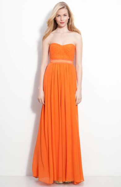 orange chiffon gown