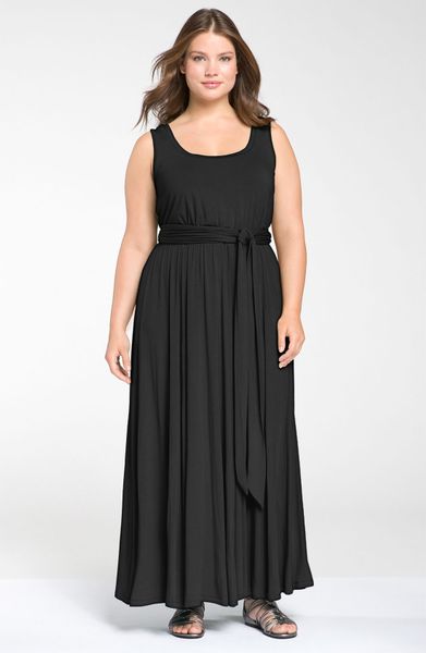 Calvin Klein Knit Maxi Dress in Black | Lyst