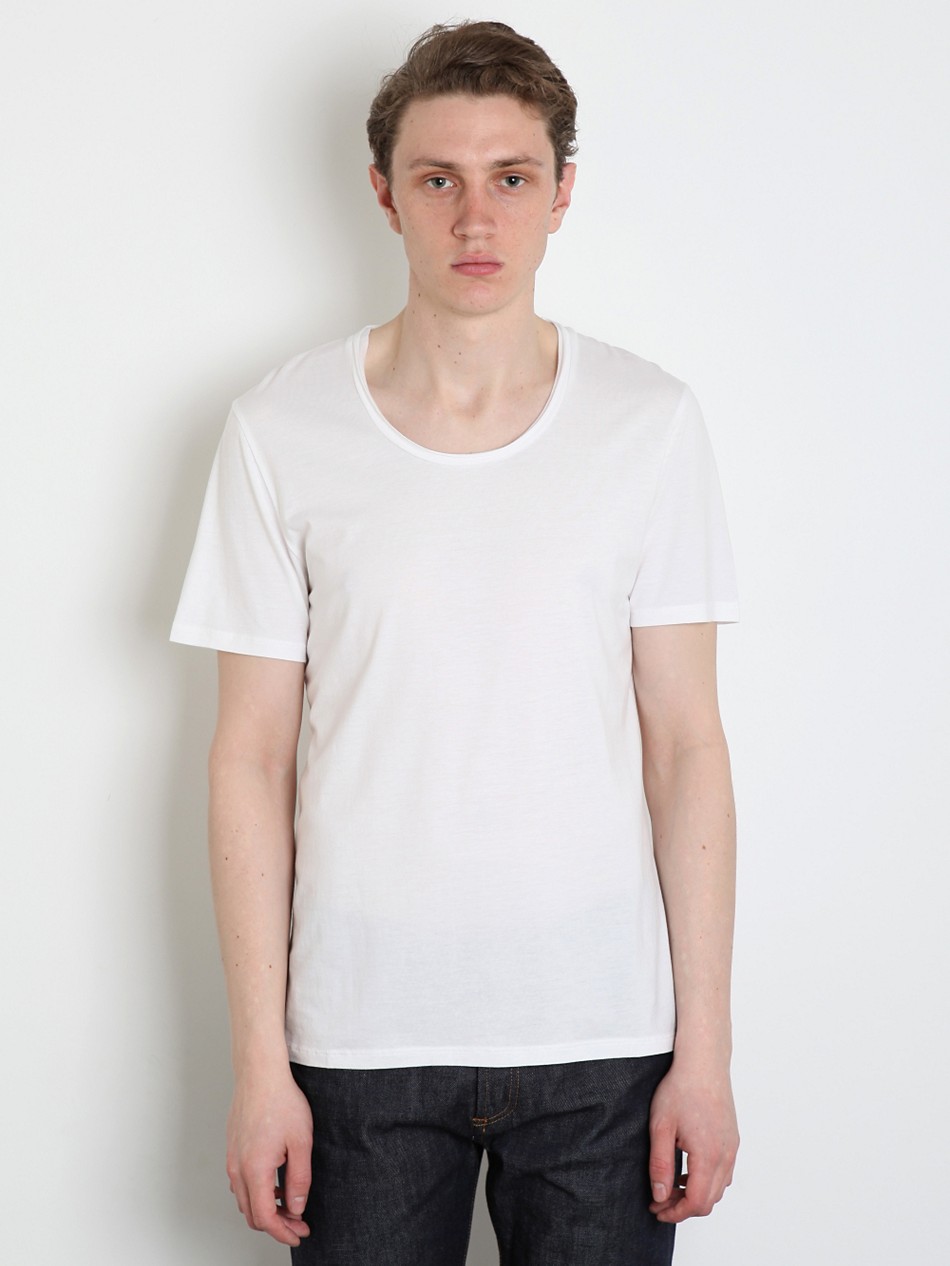 Neil Barrett Mens Raw Edge Collar T Shirt in White for Men | Lyst