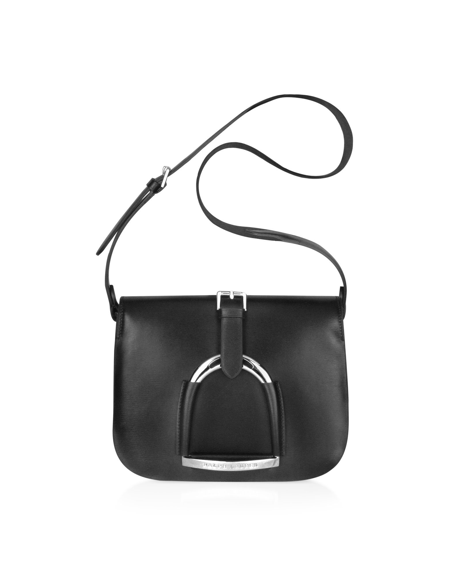 Ralph Lauren Collection Stirrup - Black Leather Shoulder Bag in Black ...