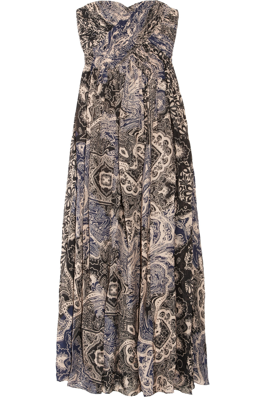 Lyst - Tibi Swirl Paisley Printed Silk-chiffon Maxi Dress in Black