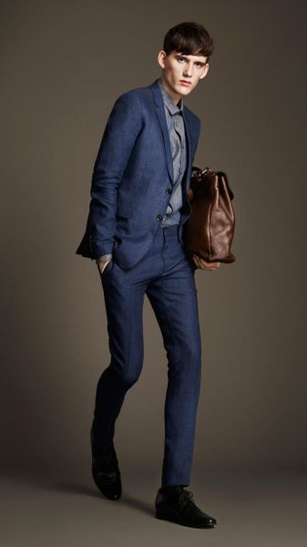 Burberry Slim Fit Hemp Suit in Blue for Men (bright indigo) | Lyst