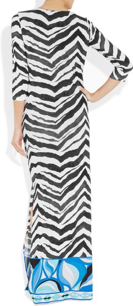 Emilio Pucci Zebra-print Crepe-jersey Maxi Dress in Animal (zebra) | Lyst
