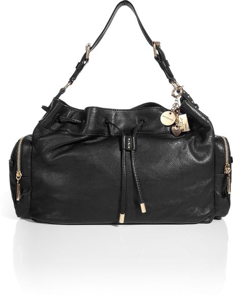 Juicy Couture Black Leather Shoulder Bag in Black | Lyst