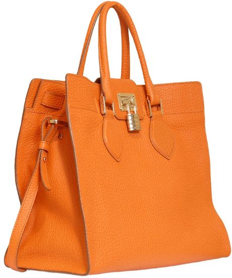 Roberto Cavalli Large Florence Grained Leather Bag in Orange | Lyst