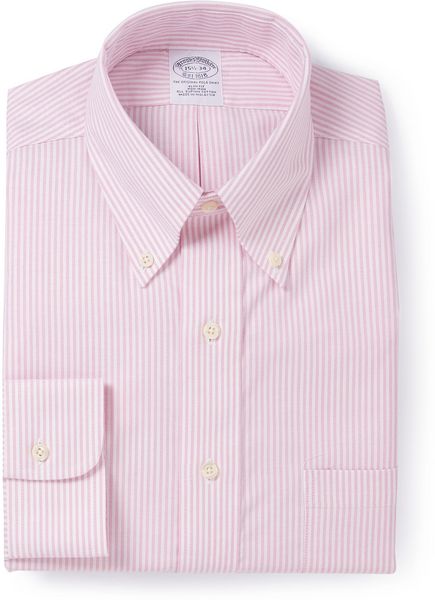 Brooks Brothers Striped Cotton Oxford Shirt in Pink for Men | Lyst