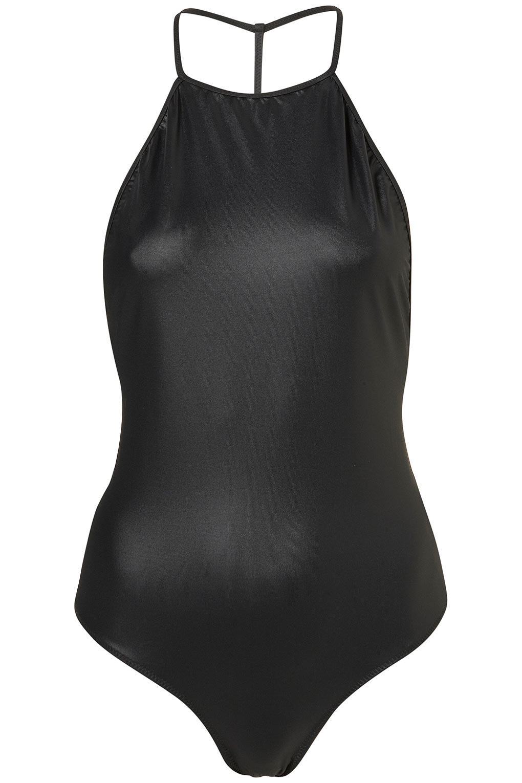 Topshop Wet Look Swimsuit in Black | Lyst