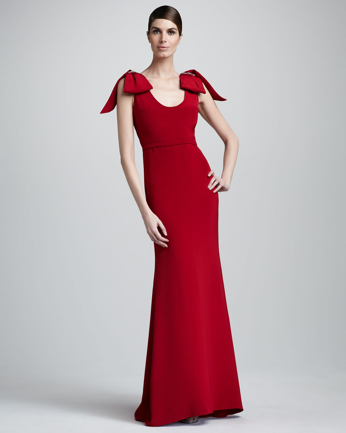 Lyst - Notte By Marchesa Bow-shoulder Gown in Red