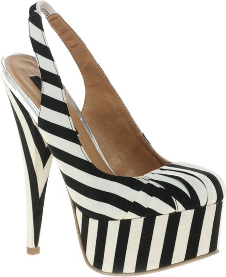 River Island Empire Striped Slingback Shoes in Black (blackwhite) | Lyst