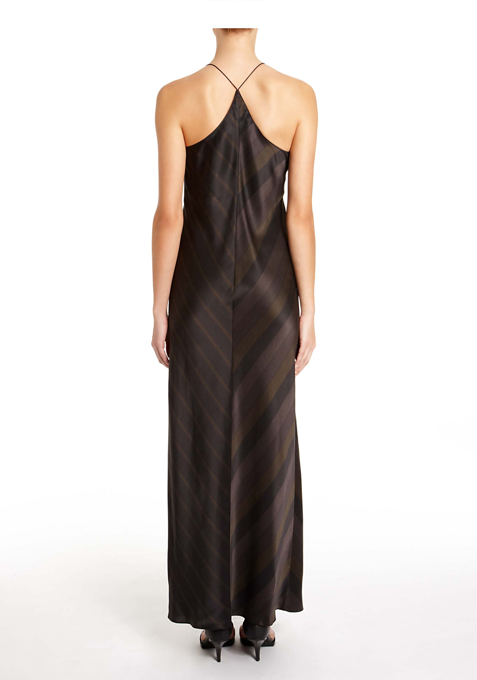 Alexander wang Silk Stripe Charmeuse Long Slip Dress in Black | Lyst