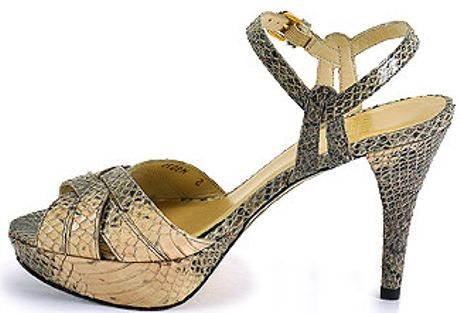 Stuart Weitzman Snakeloopthru - Snake Printed Leather Platform Sandals ...