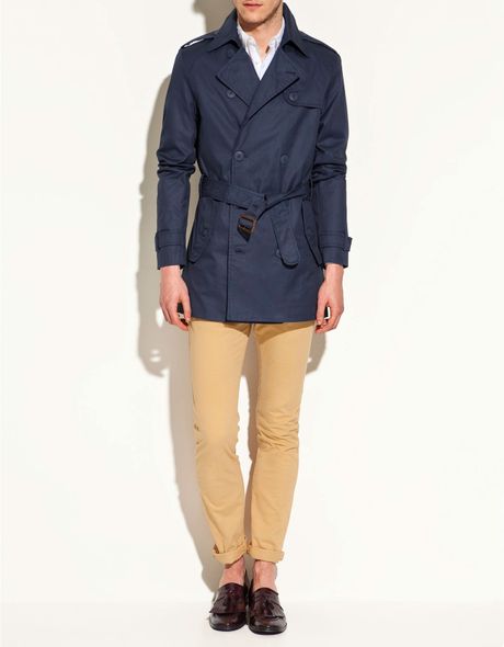 Zara Trench Coat with Checked Lining in Blue for Men (navy) | Lyst