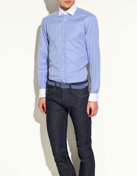 Zara Shirt with Collar and White Cuffs in Blue for Men (white) | Lyst