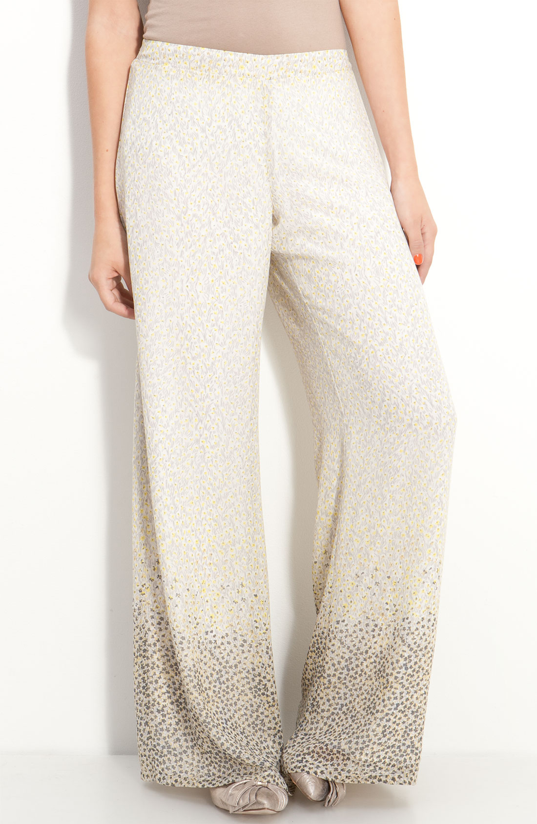 Mimi Chica Printed Chiffon Palazzo Pants in White (ivory) | Lyst