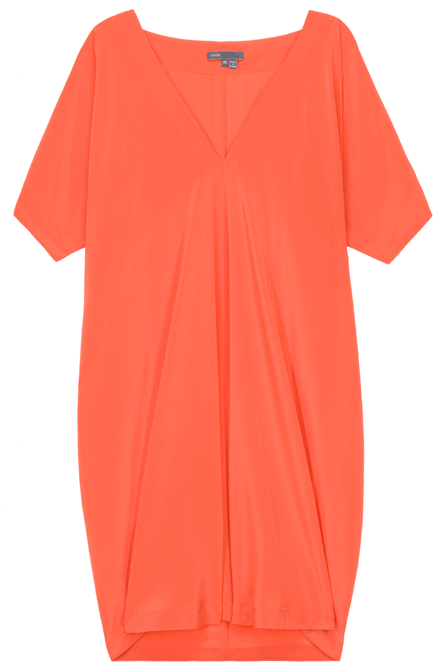 Lyst - Vince V-neck Silk Dress in Orange