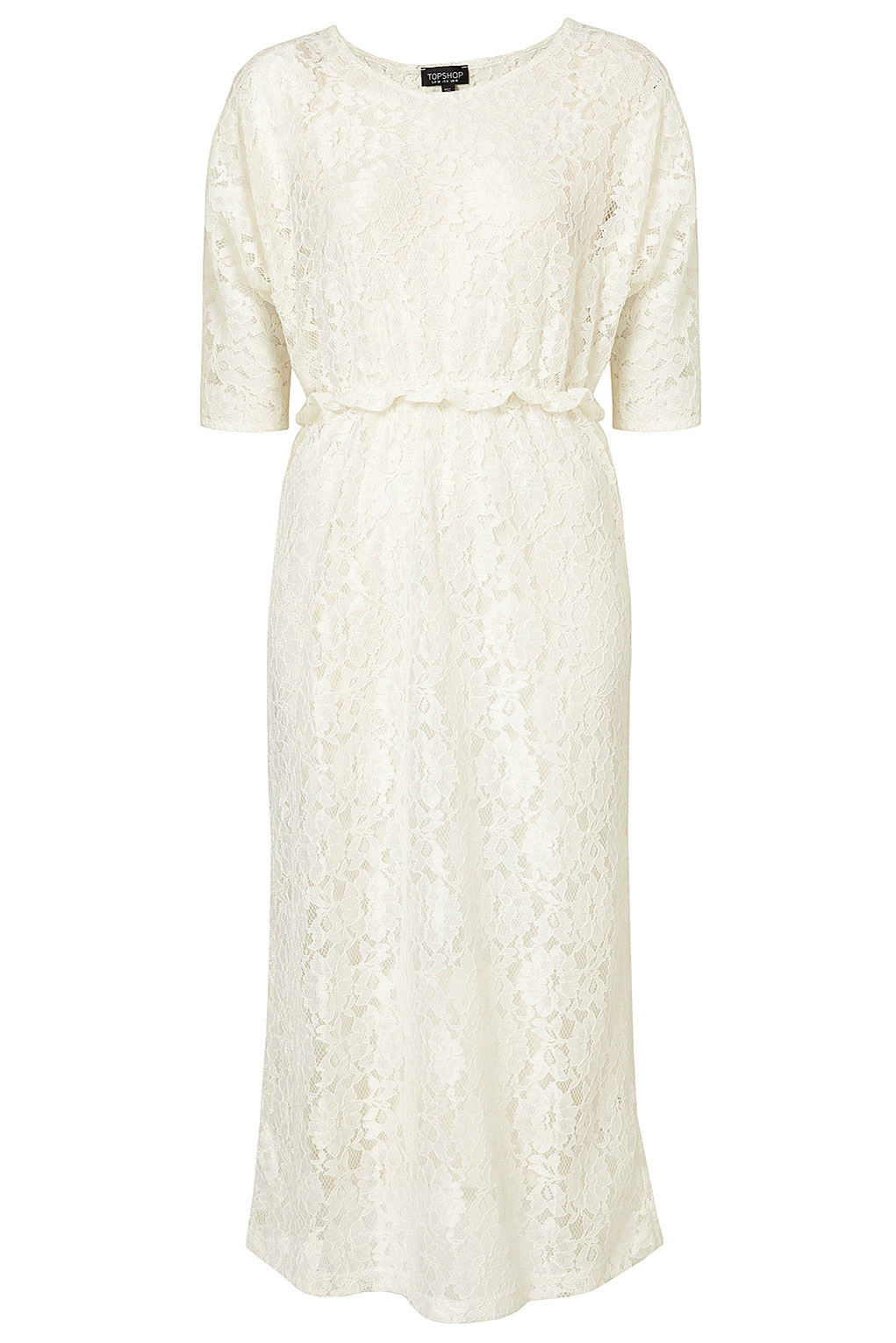 Topshop Lace Midi Dress in Natural | Lyst