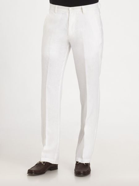 Saks Fifth Avenue Linen Solid Pants in White for Men | Lyst