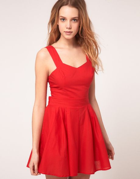 Asos Collection Asos Petite Exclusive Mini Dress with Tie Back in Red ...