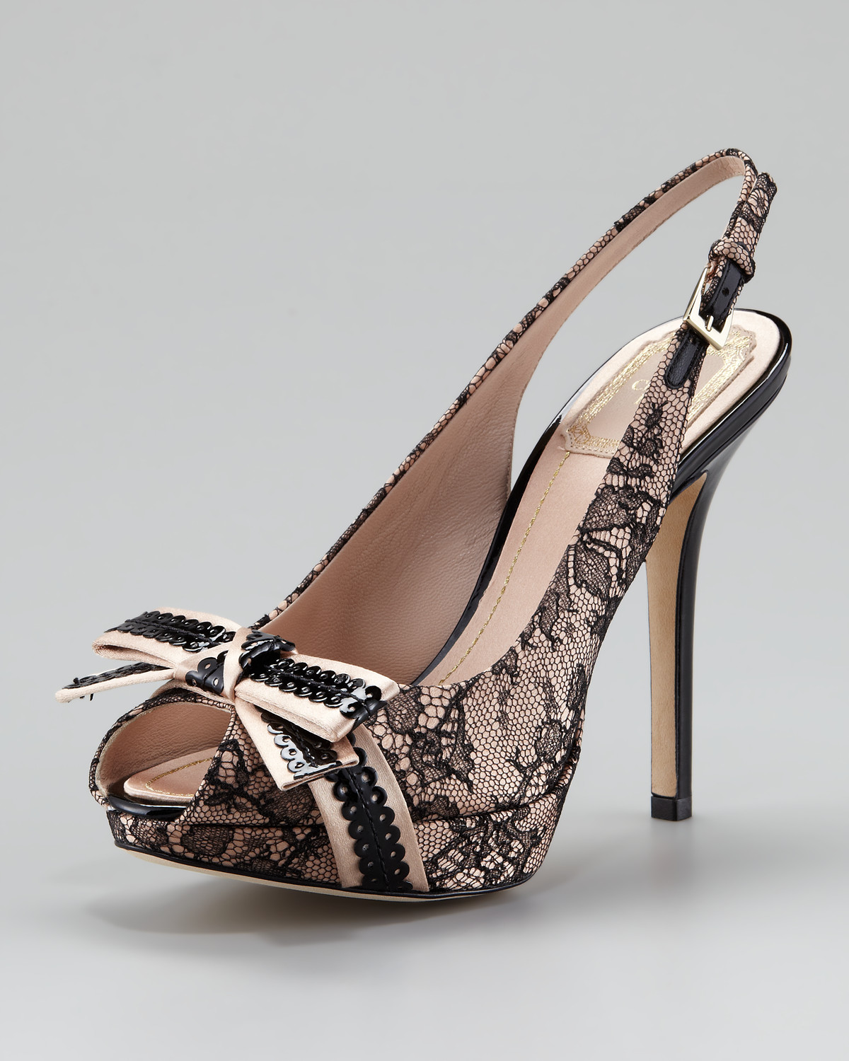 Dior Boudoir Lace Slingback Evening Sandal in Rose (Black) Lyst