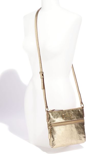 Kate Spade Flicker - Tenley Crackled Metallic Crossbody Bag in Gold | Lyst