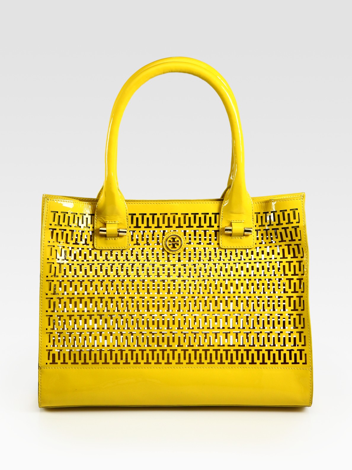 Lyst - Tory Burch Mini Georgiana Patent Leather Tote Bag in Yellow