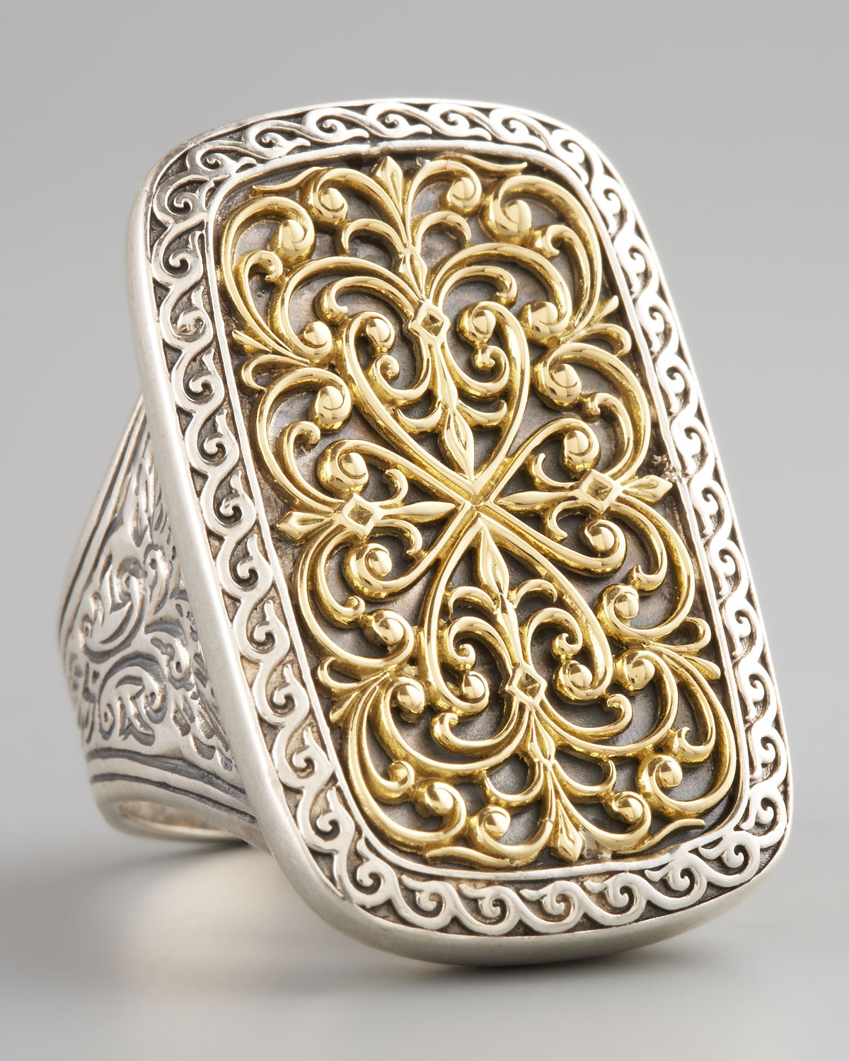Konstantino Rectangle Filigree Ring in Gold (7) | Lyst