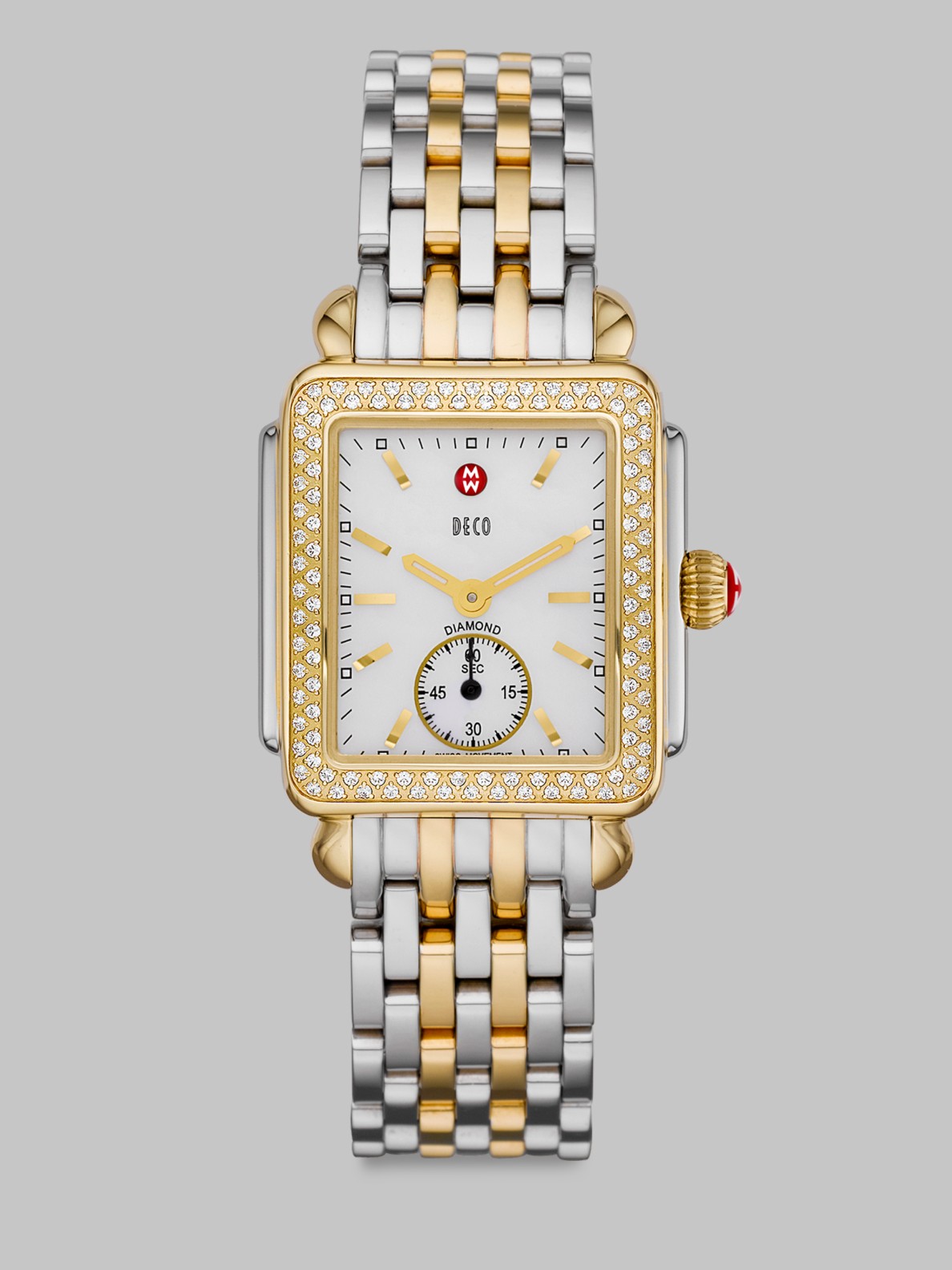 Lyst - Michele watches Deco 16 Diamond, Mother-of-pearl, 18k Goldplated ...