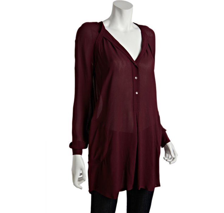 Lyst - Bcbgmaxazria Bordeaux Jones Long Sleeve Tunic Length Blouse in ...