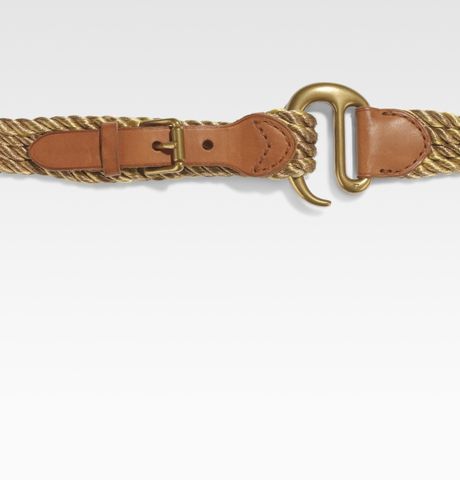 Ralph Lauren Blue Label Jute Rope Hook Belt in Brown (bronze) | Lyst
