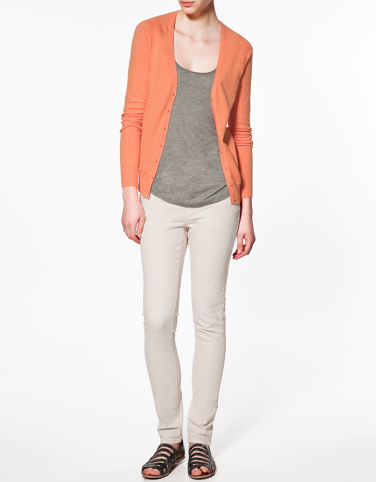  Zara  Basic  Cardigan  in Orange tangerine Lyst