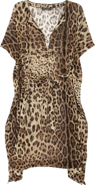 Dolce & Gabbana Leopard-print Chiffon Kaftan in Animal (leopard) | Lyst