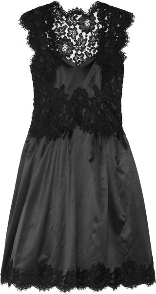 Moschino Lace-trimmed Satin Dress in Black | Lyst