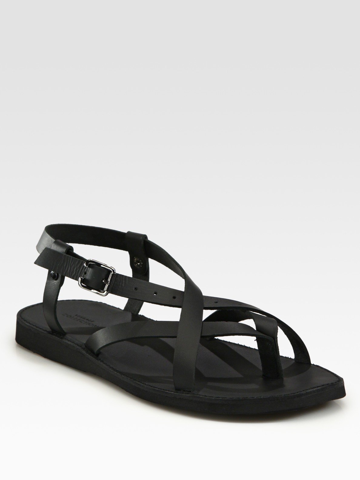 Versace Leather Sandals in Black for Men | Lyst