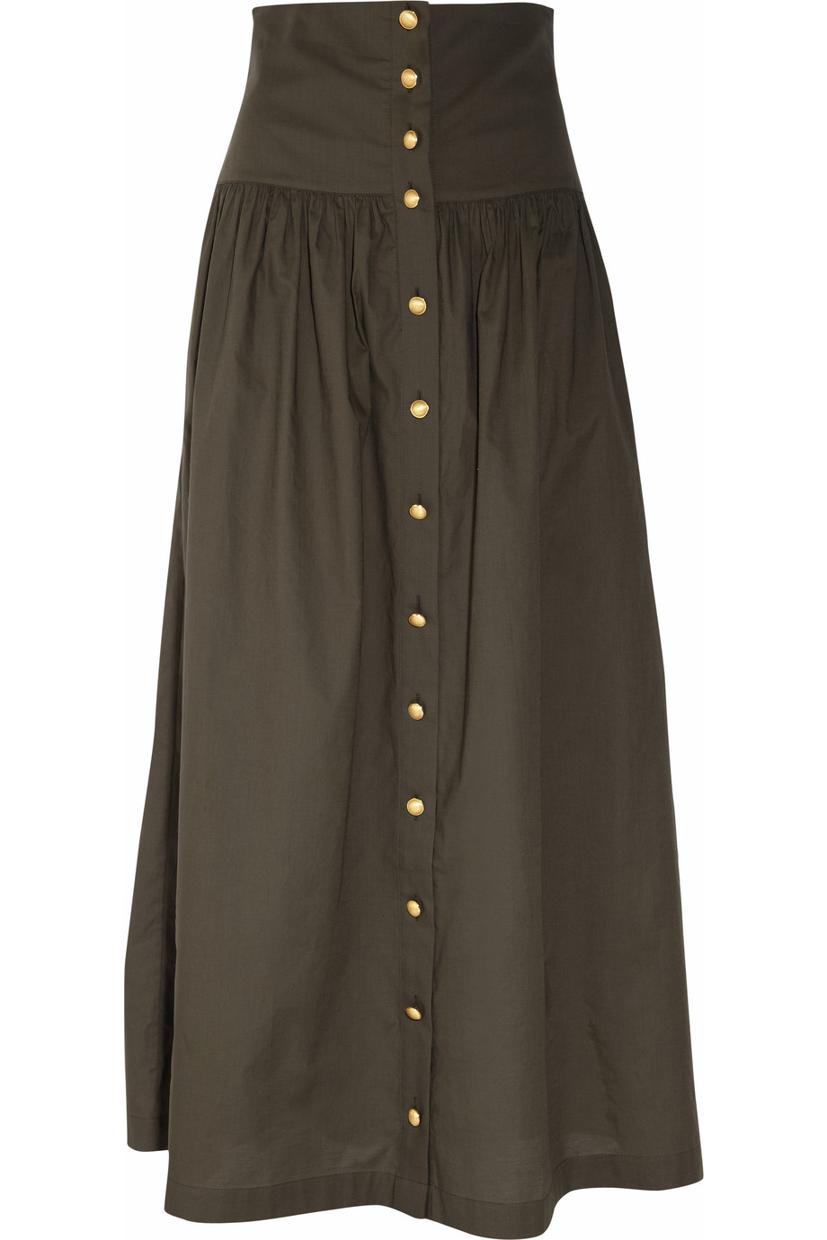 Paul & Joe Cotton Maxi Skirt in Khaki | Lyst