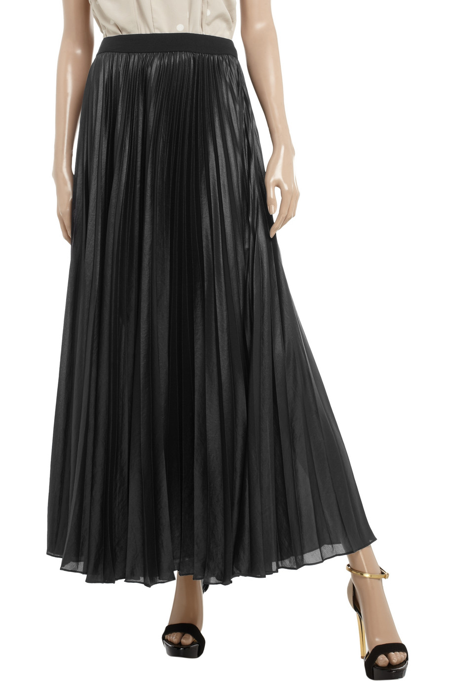 Lyst Bcbgmaxazria Pleated Chiffon  Maxi  Skirt  in Black