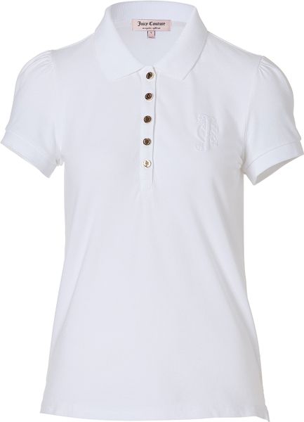 Juicy Couture White Puff Sleeve Polo Shirt in White | Lyst