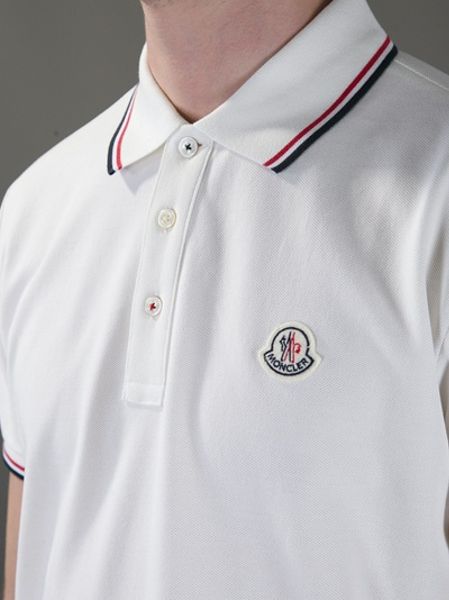 Moncler Logo Polo Shirt in White for Men | Lyst