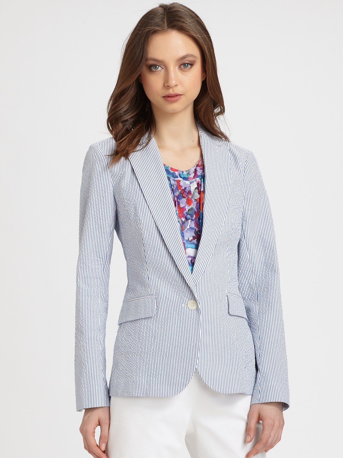 Lyst - Theory Seersucker Blazer in Blue