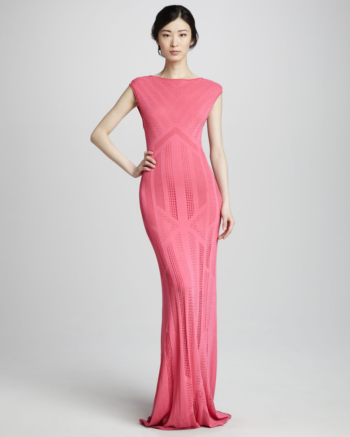 Catherine malandrino Crochet Maxi Dress in Pink - Lyst